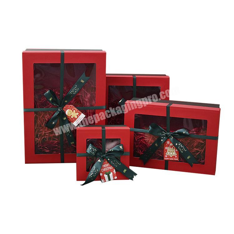 Custom design paper packaging box decoration Christmas gift box with ribbon