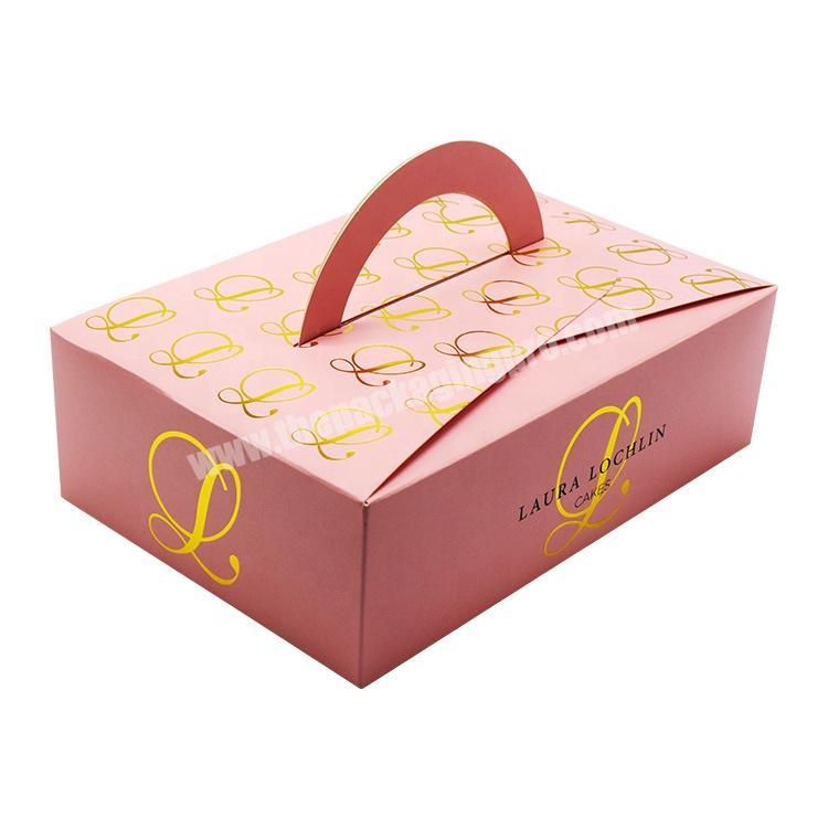 Custom design recyclable packaging take away disposable paper cake fried chicken food packaging box with handle