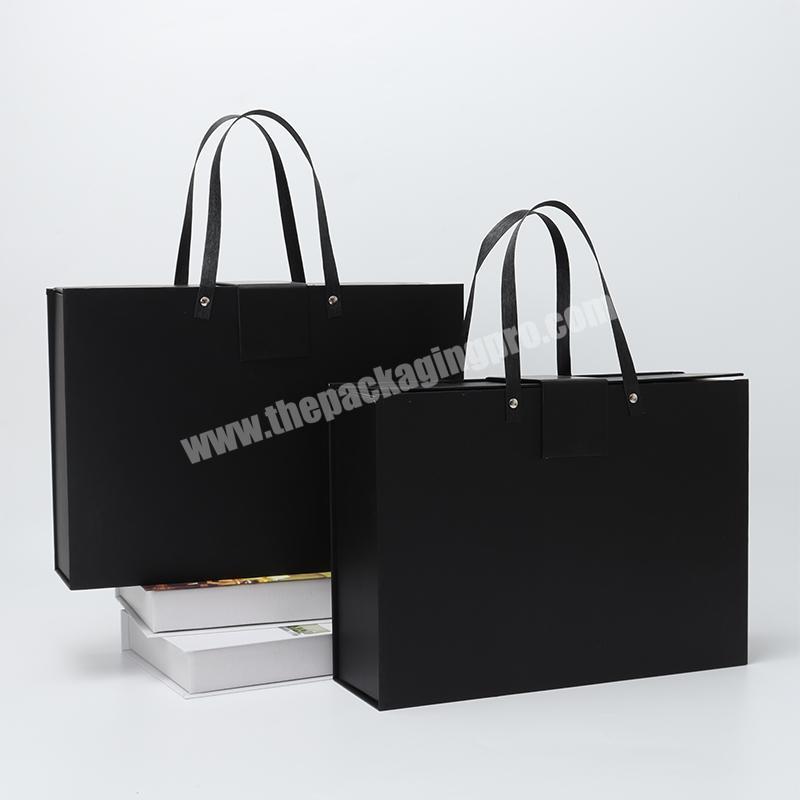 Custom designed matte black cardboard gift wrap magnetic folding wedding gift paper box