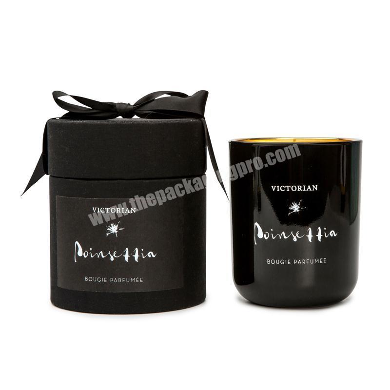 Custom eco friendly paper empty candle jar container box gift set black magnetic luxury gift candle box packaging