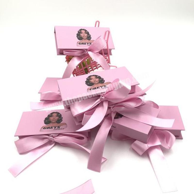 Custom empty color ribbon lash pack boxes logo butterfly mink eyelash vendor custom box packaging bulk eyelash box packaging