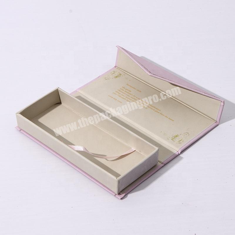 Custom envelope decoration box luxury eyelash packing box pink flip magnetic eyelash box