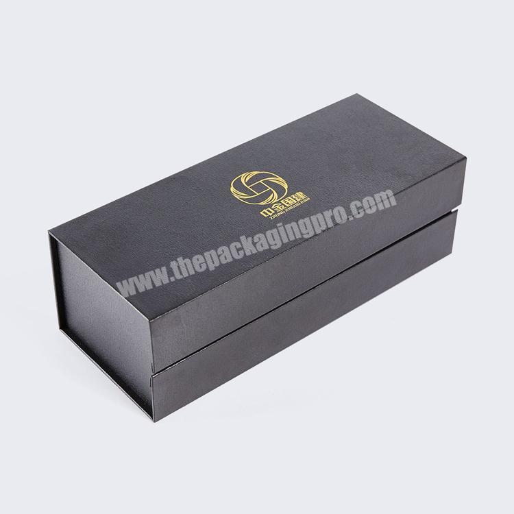 Custom gold stamping logo luxury black magnetic lid gift packaging paper box for business gift umbrella thermos cup