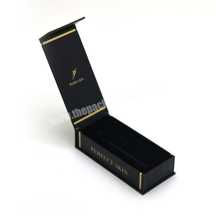 Custom gold stamping logo luxury small black paper cardboard magnetic lipstick packaging box