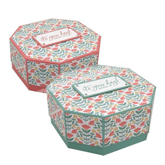Custom hexagon christmas packaging gift box luxury food grade large gift box donut cookie sweets gift box packaging