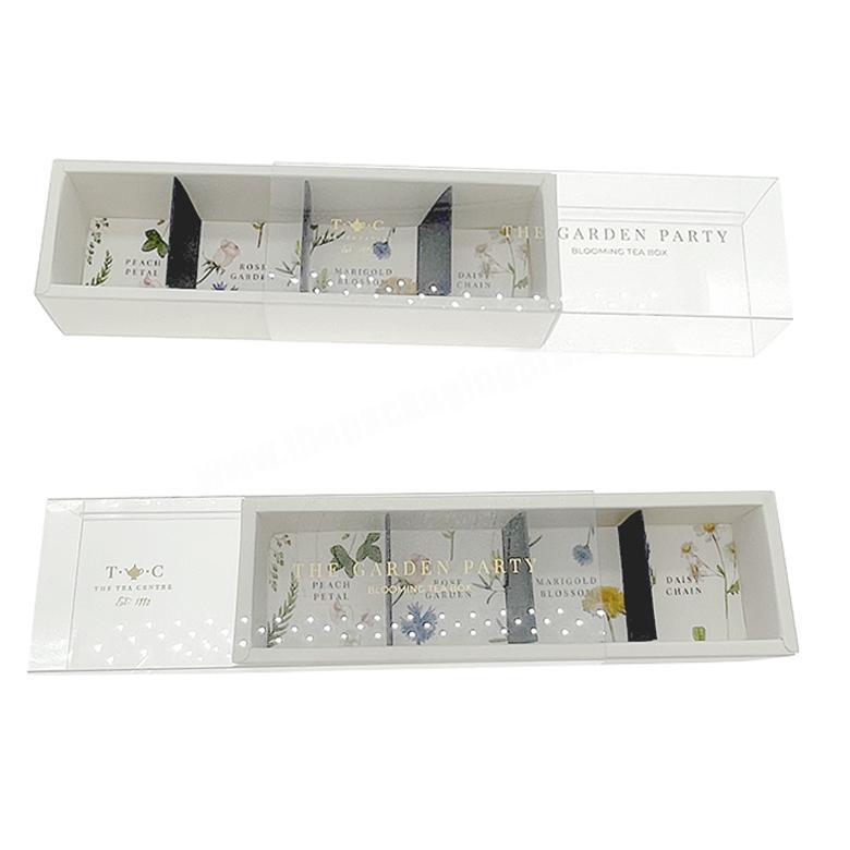 Custom logo Drawer Box Pastry Box Macaron Cake Paper Container Boxes with Clear PVC Window sleeve