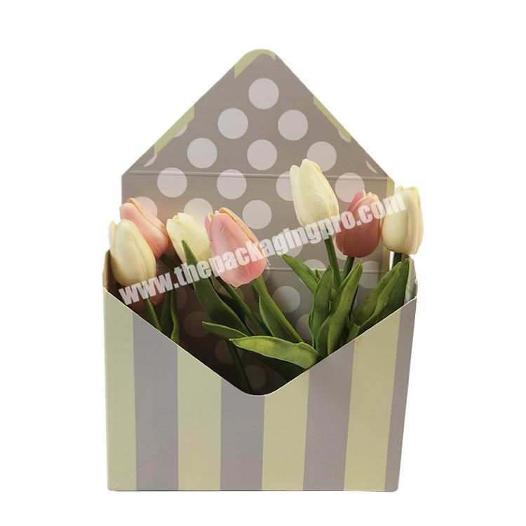 Custom logo art paper envelope style gift flower box flower packing craft box