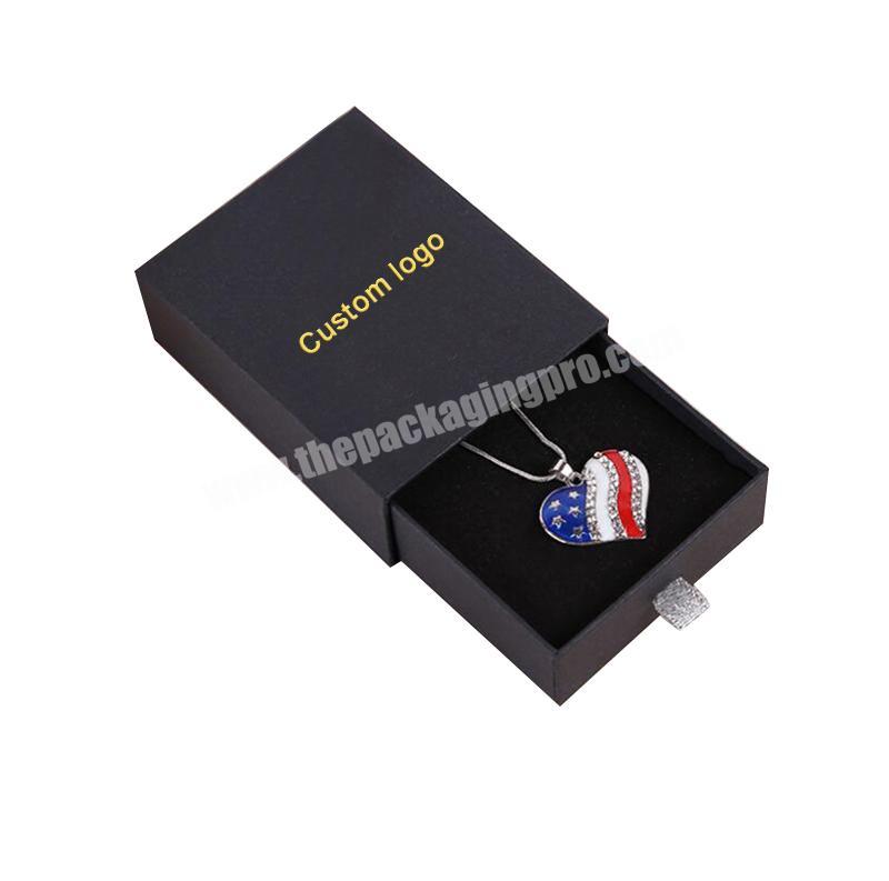Custom logo black hard medal paper sliding drawer box packaging for badge