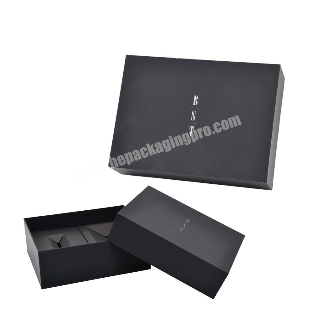Custom logo cardboard pape gift packaging box black fathers day wallet tie set gift box men gift paper box
