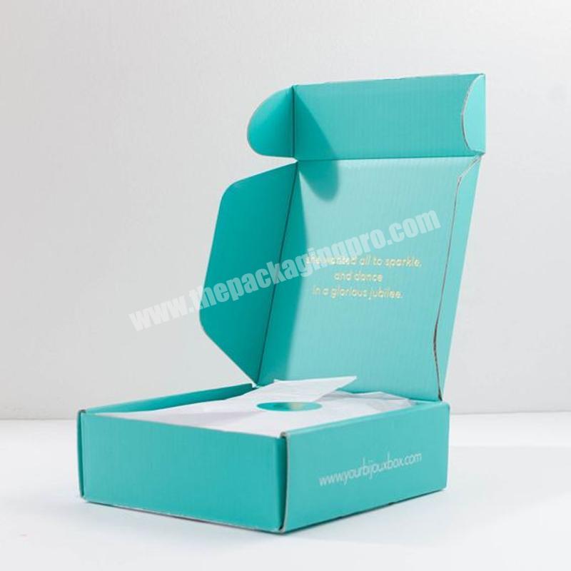 Custom logo colored portable eco friendly e-flute corrugated clothing cardboard paper packaging cartons shipping mailer box