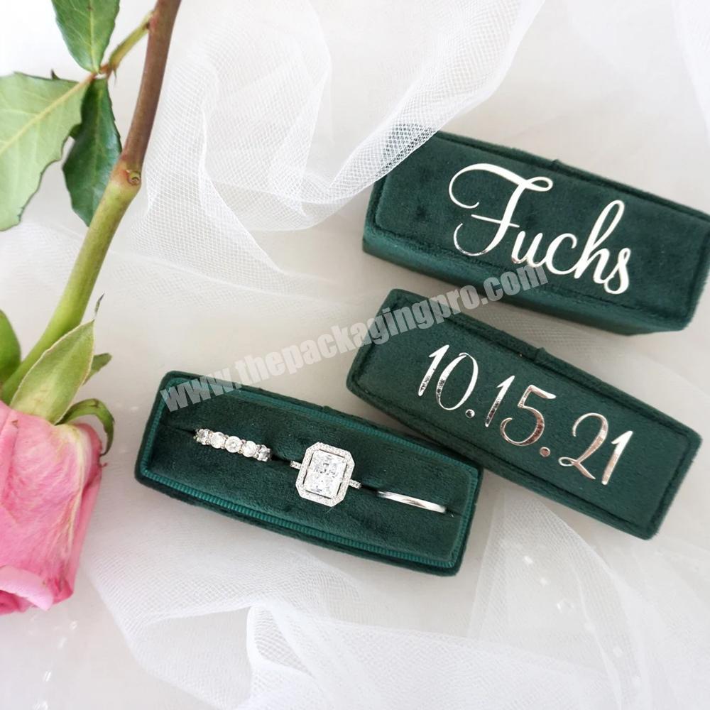 Custom logo engagement velvet jewelry ring packaging wedding ring gift box packaging jewelry gift box luxury ring jewelry boxes