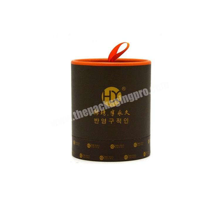 Custom logo hot stamping black cardboard cylinder packaging box for candle