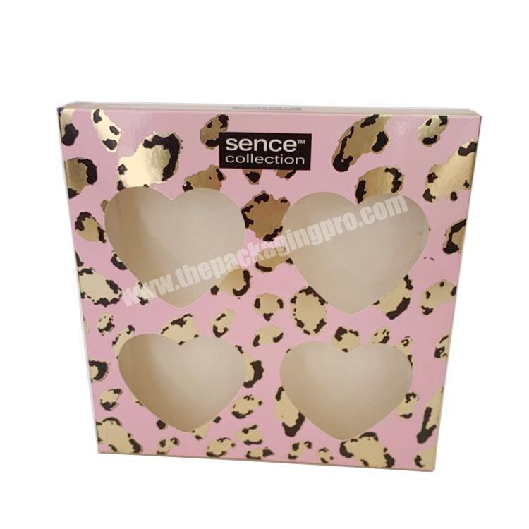 Custom logo luxury paper box pink organic skin care set cardboard packaging box with clear window