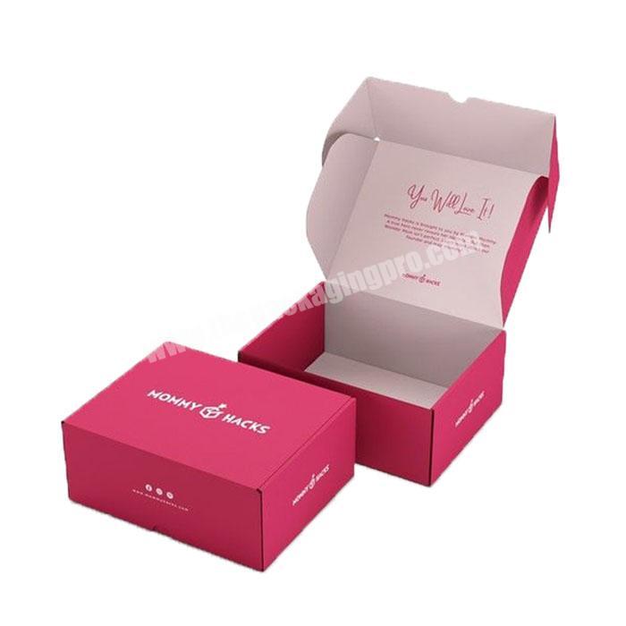 Custom logo luxury pink clothes sunglasses shoe shipping boxes small gift mailer box for dress clothing paper packaging box