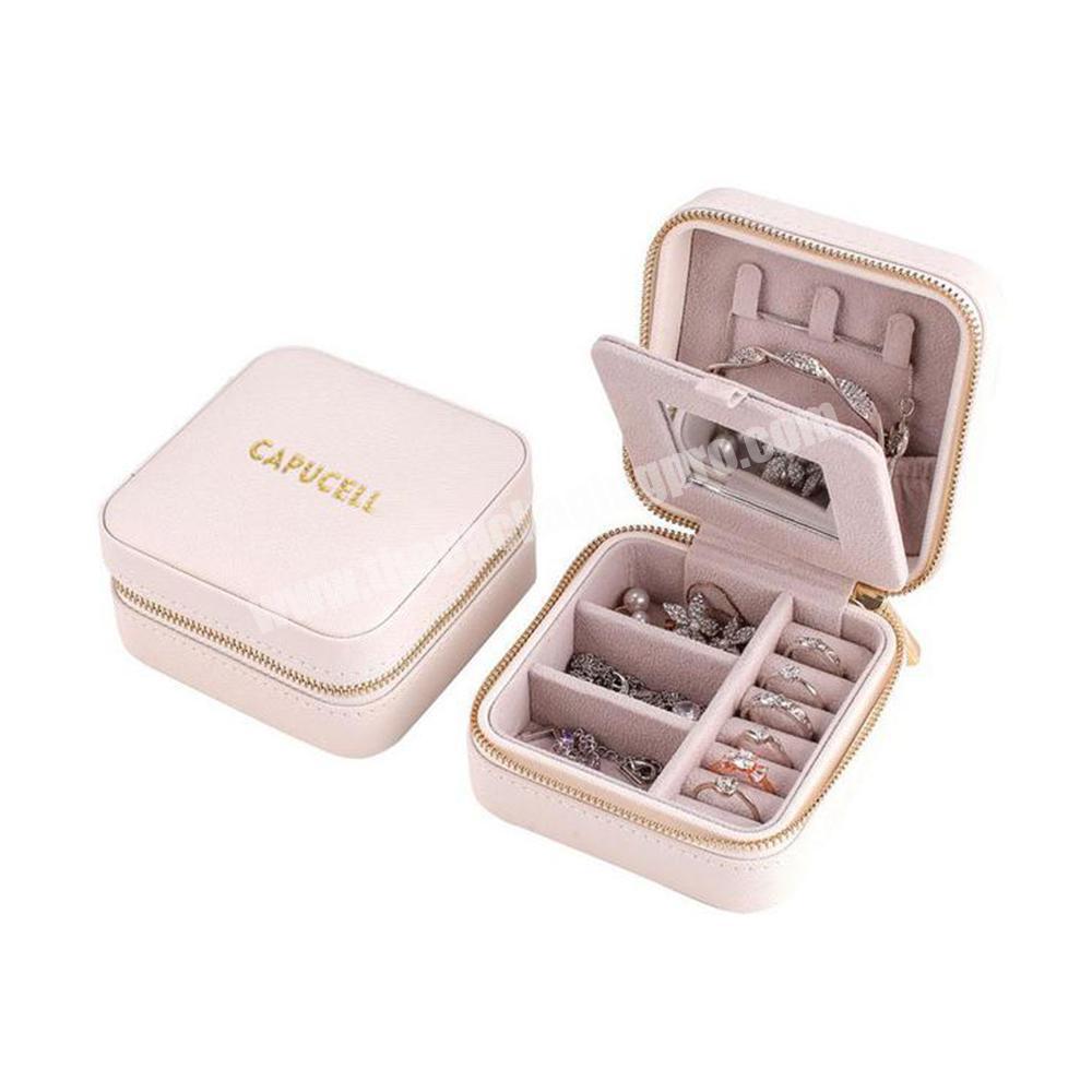 Custom logo luxury printed gift paper packaging small pink jewelry storage box ring necklace bracelet jewelry box