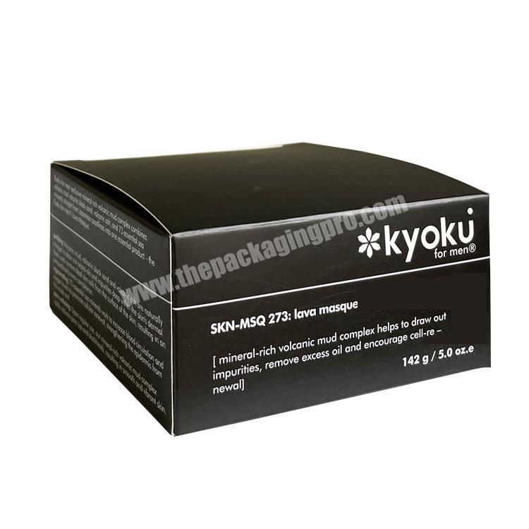 Custom logo printed black cosmetic bottle perfume packaging black cosmetic paper box
