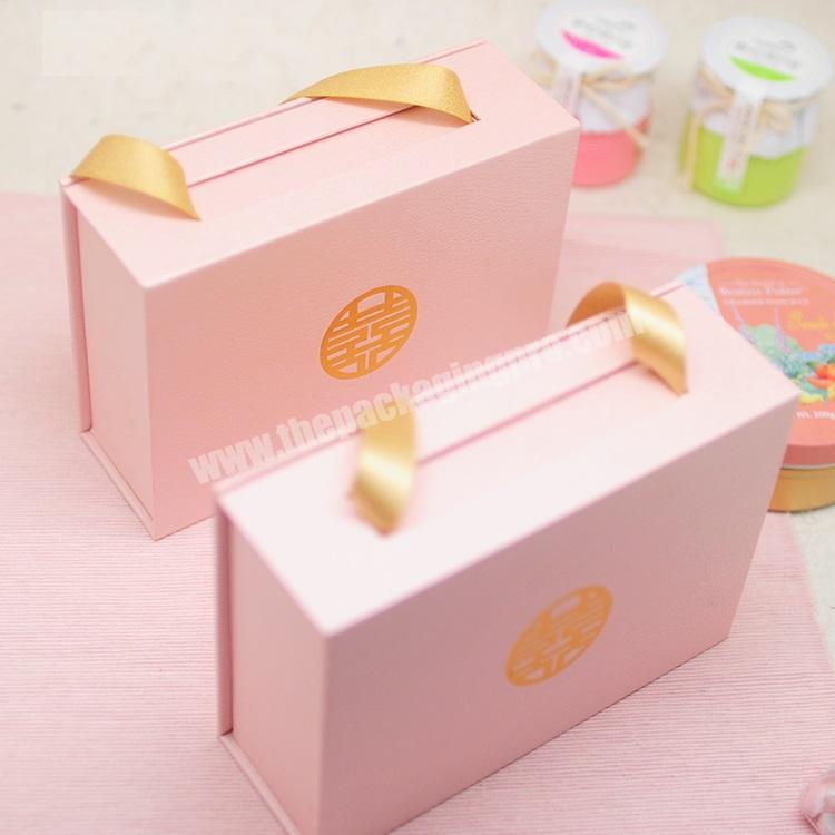 Custom logo printed cardboard packaging box with bow for clothes