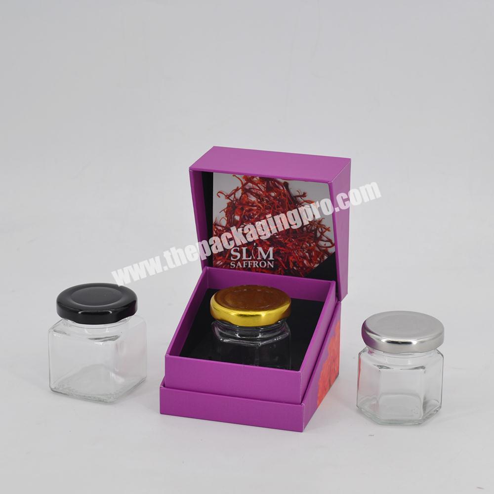 Custom logo printing rigid paper saffron bottle jar box pack luxury saffron boxes blank boxes saffron wholesales