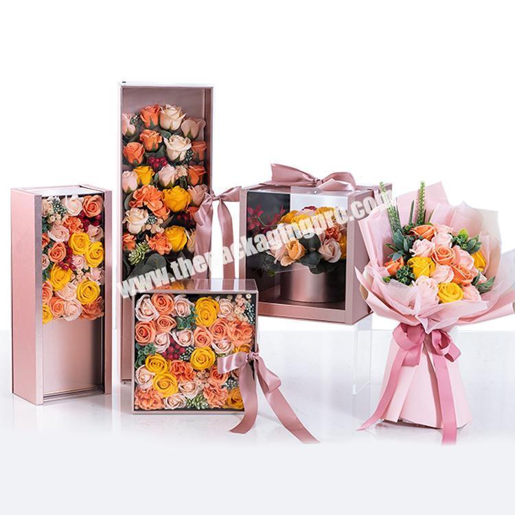 Customized Color Printed Luxury Cardboard Paper Flower Rose Pack Box Holidays Florist Gift Packaging Boxes