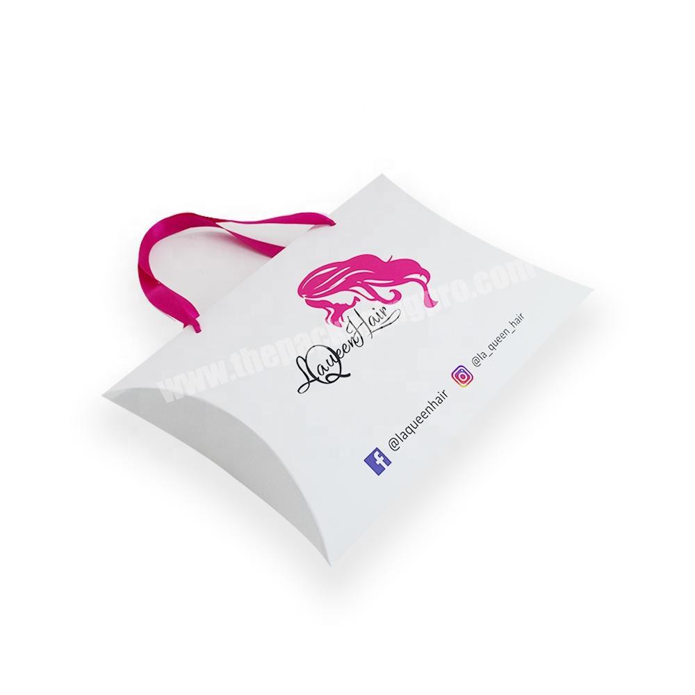 Custom logo printing white black luxury hair extension packaging box wig paper gift pillow box
