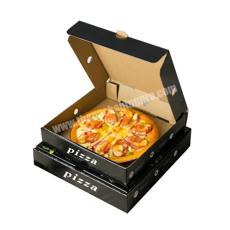 Custom logo supplier corrugated eco-friendly cheap pizza box wholesale paper food packaging black pizza box