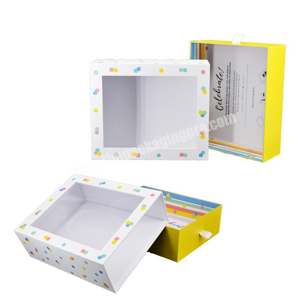 Custom logo underwear storage printed paper drawer box socks bra storage organizer box drawer box with window