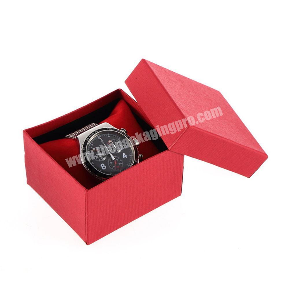 Custom logo watch red rigid paper box with cloth bag