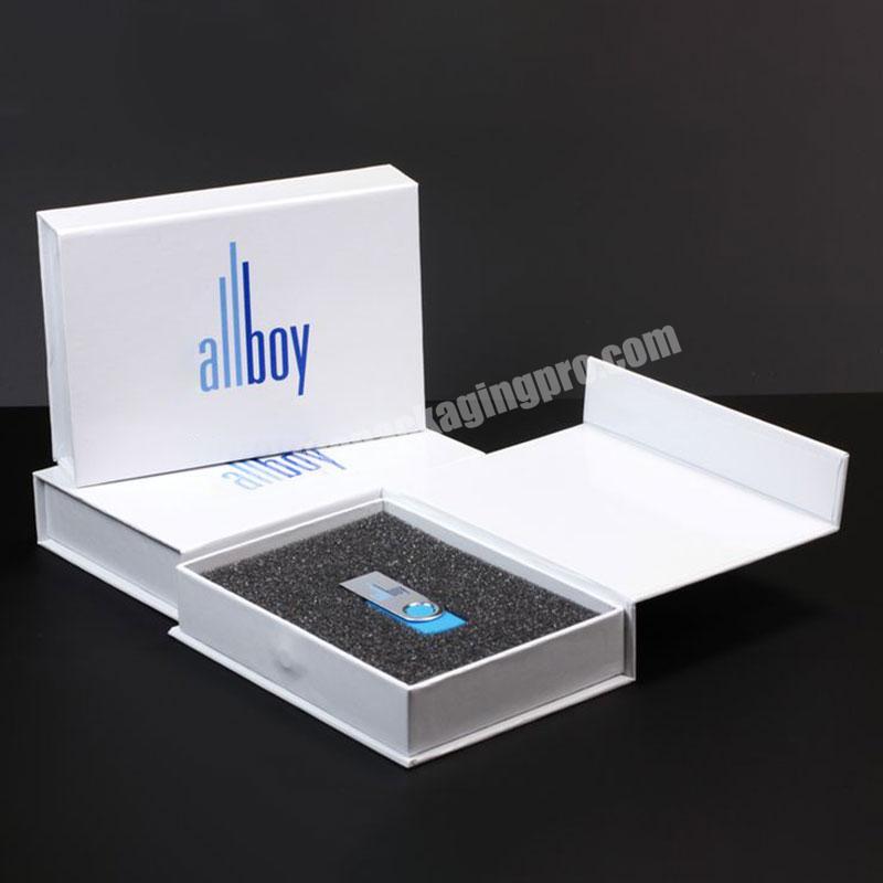 Custom luxury gift wedding USB packaging box with foam insert