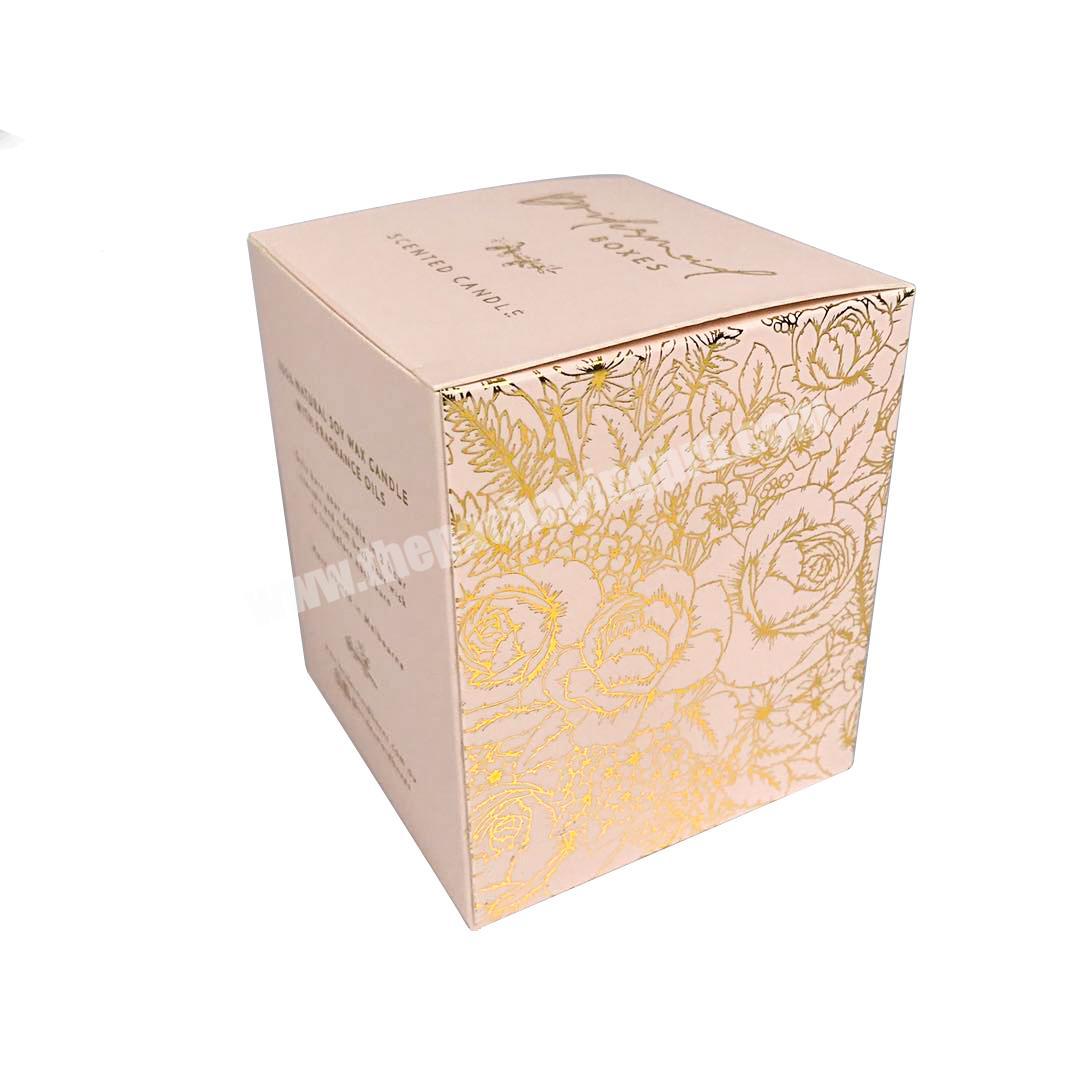 Custom luxury paper candle packaging  boxes with gold foil stamping  logo