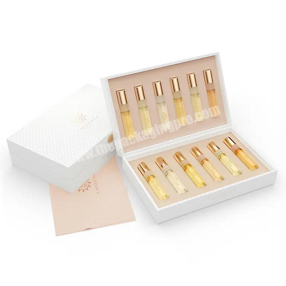 Custom luxury perfume boxes packaging design ice cream perfume cosmetic gift set box magnetic flip cosmetic essential oil box