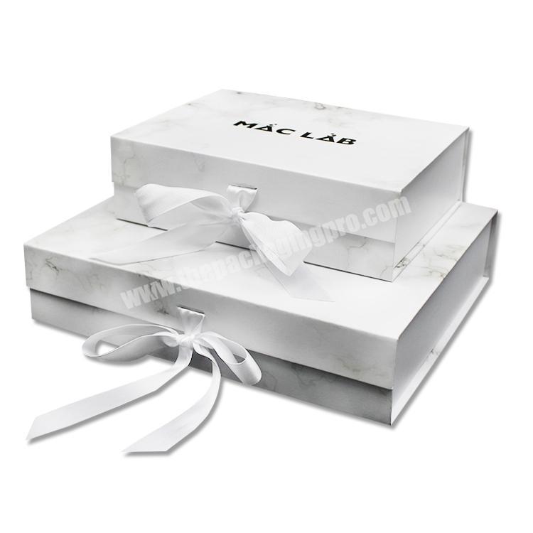 Custom luxury white packaging paper box with ribbon for gift boxes