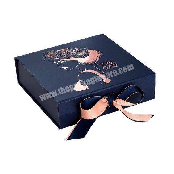 Custom magnetic gift packing wigs box hair extensions paper packaging with ribbon