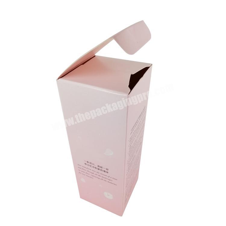 Custom pink cosmetic skincare facial cleanser packaging paper box glossy lamination with LOGO