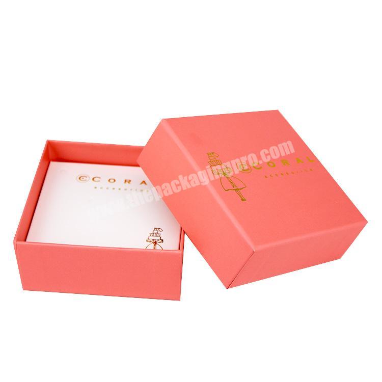 Custom pink print hard cardboard handmade luxury jewelry packaging box with paper insert