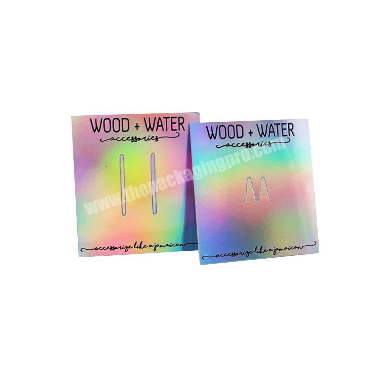 Custom print holographic paper packaging card with logo for jewelry accessories display card