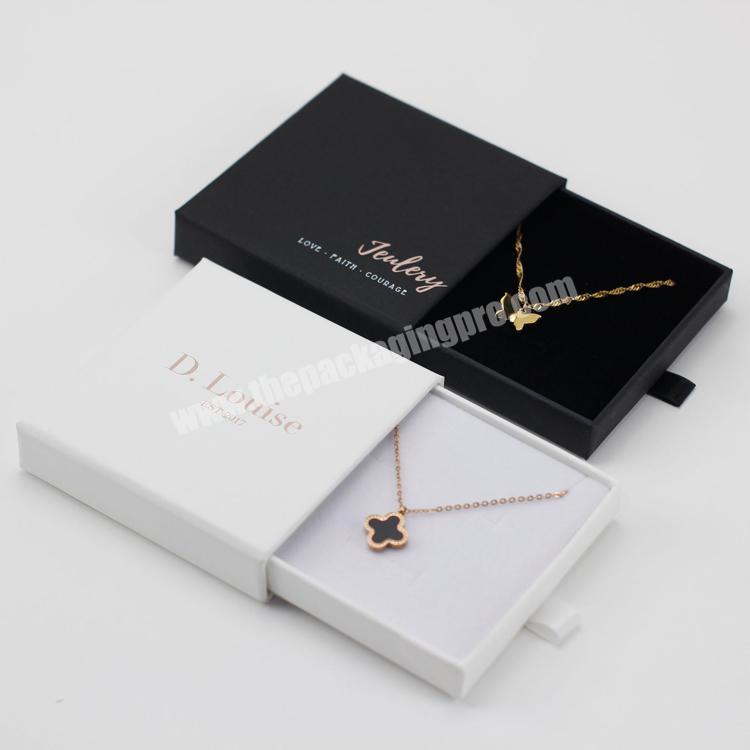 Custom printed drawer jewelry box necklace bracelet gift packaging box with logo