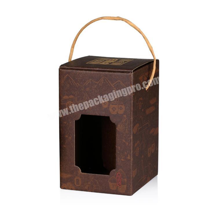 Custom printed kraft brown corrugated cardboard paper box packaging with see through window hole