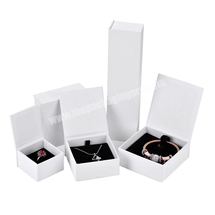 Custom printed logo luxury magnetic white jewelry box empty storage low price small wholesale jewelry storage box