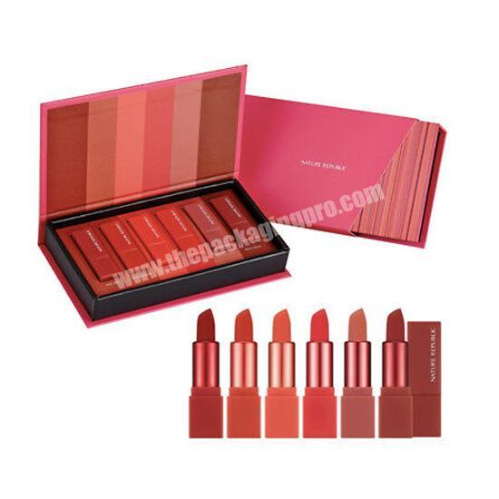 Custom private label lipgloss tube boxes luxury design beauty box set lipstick makeup organizer storage gift box packaging