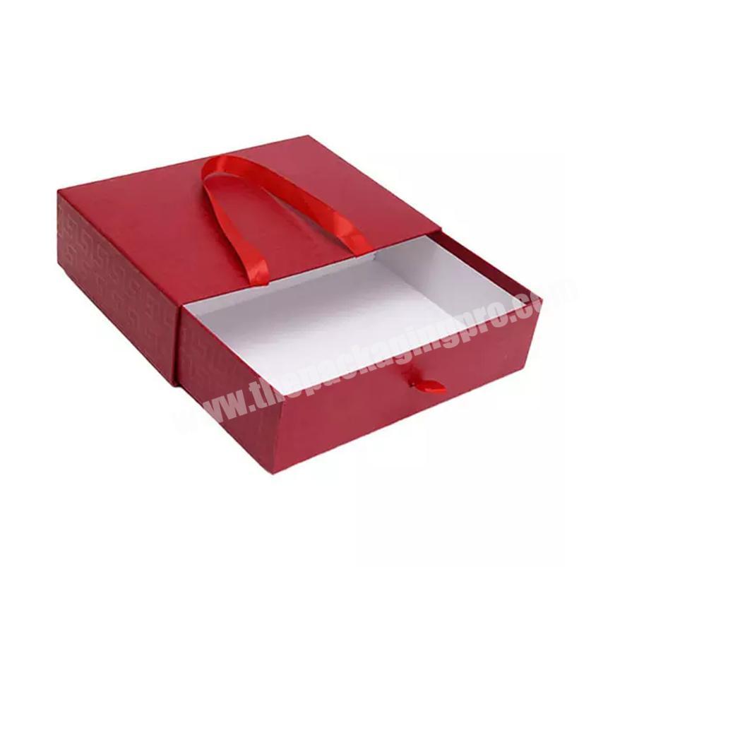 Custom red Printed Portable Candy Box Wedding Gift Drawer Packaging Box With Handle
