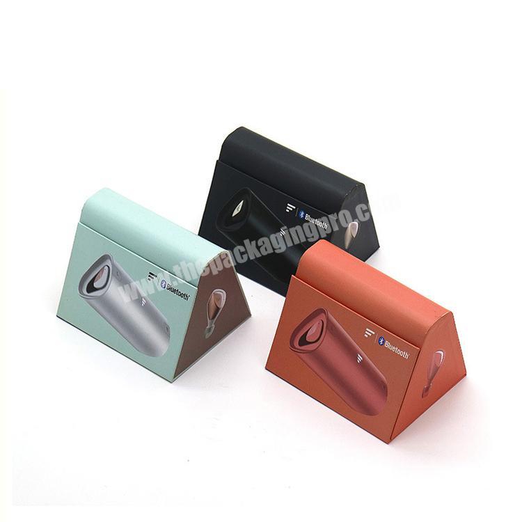 Custom triangle shaped electronic wireless usb cable charging 3C mobile products packaging box and insert