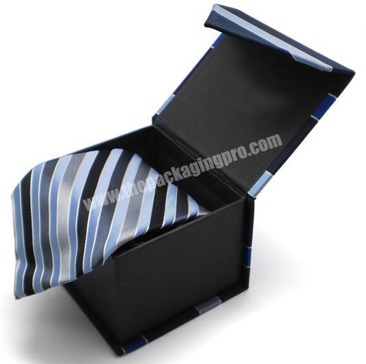 Customised Quality Luxury Black Small Men Tie Set Necktie Paper Gift Box Ribbon Bow Tie Box Packaging for Bowties