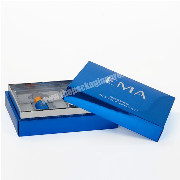 Customised geryboard rigid magnetic navy blue gift packaging box