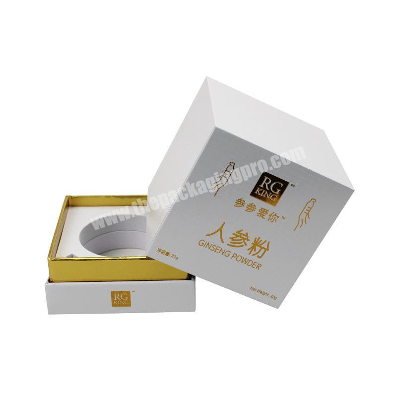 Customised paper board candle containers embossed logo luxury white and gold candle boxes