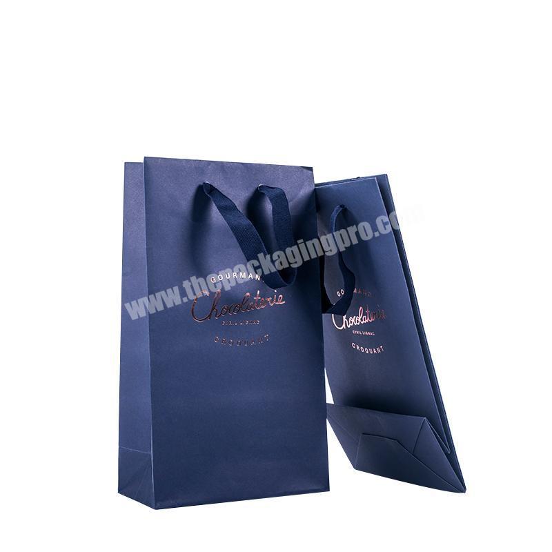 Customize Print Fashion Navy Blue Shop Shoes Paper Bag With Rope Handle