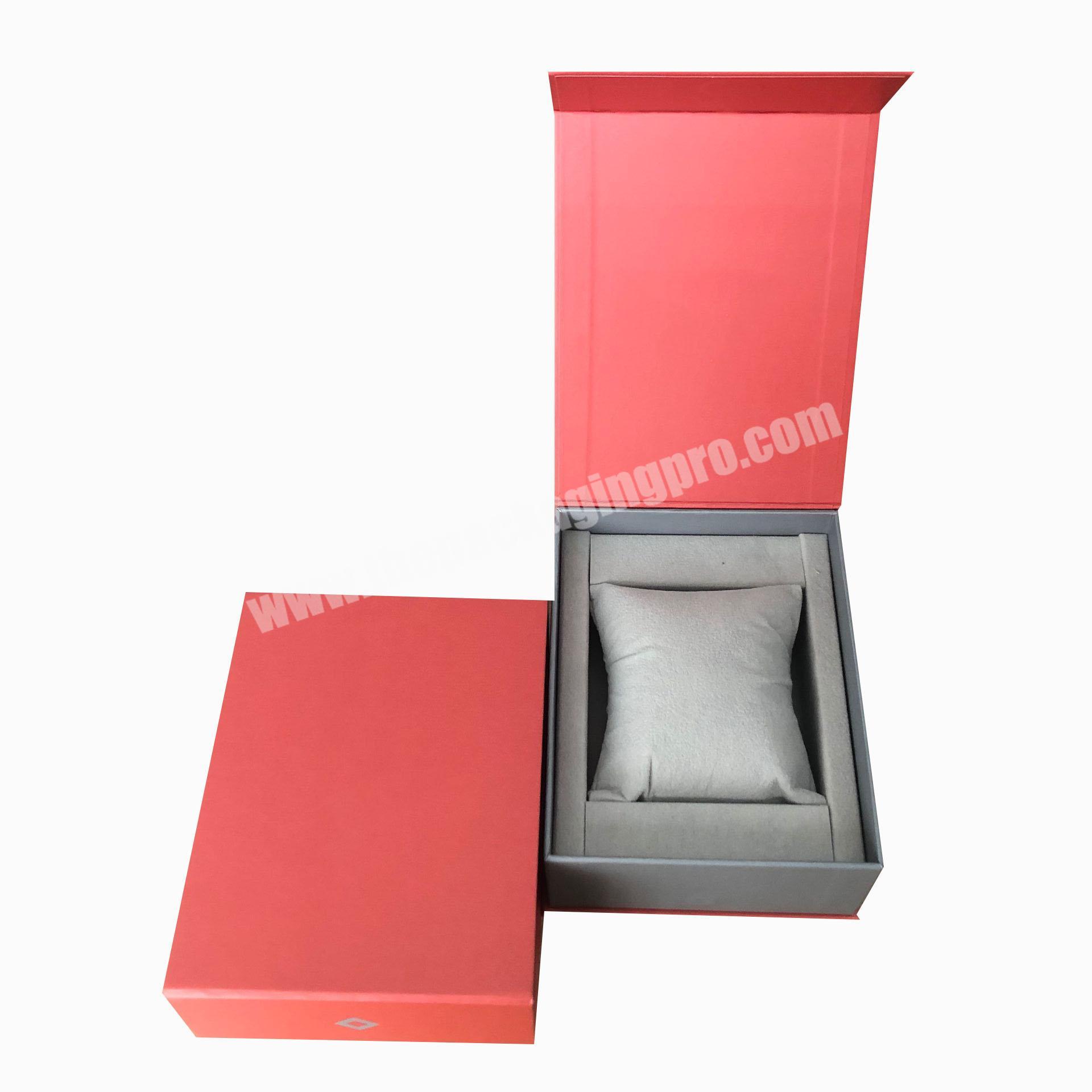 Customize Rigid Cardboard Book Shape Boxes Luxury Magnetic Gift Box Jewelry Bracelet Watch Package Box with Pillow