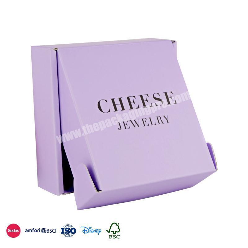 Customized High Quality Lilac Flap Design with Letter Logo logo clothing and shoe paper packaging boxes