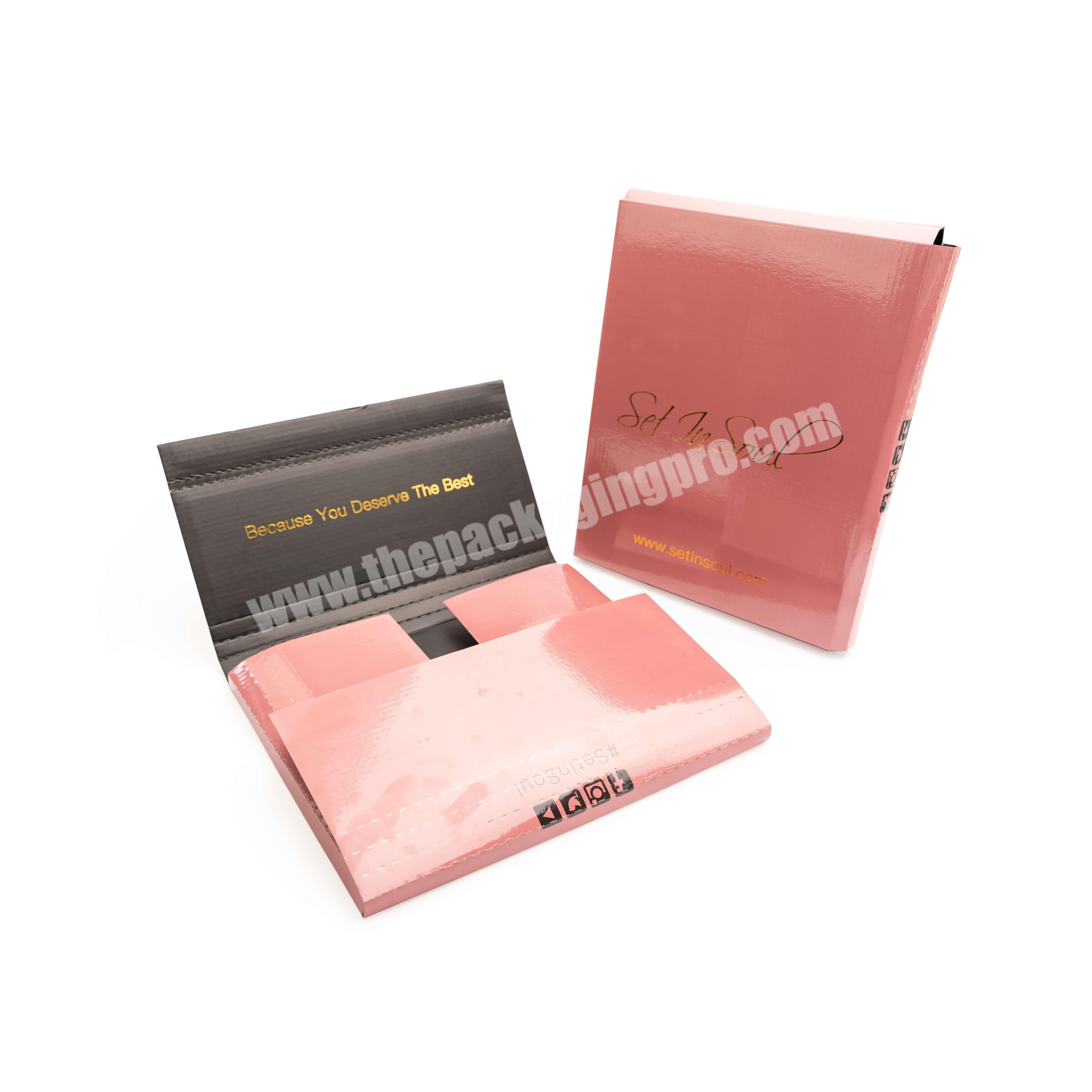 Customized Kraft Corrugated Book Self Seal Wrap Pink Postal Boxes Shipping Mailers Book Packaging Glossy Box Book Mailer Box