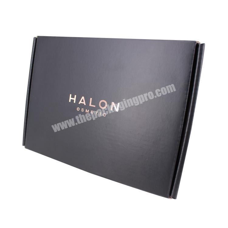 Customized LOGO Matte Black Cosmetic Hair Extension Wigs Mailer Box Corrugated Shipping Paper Boxes