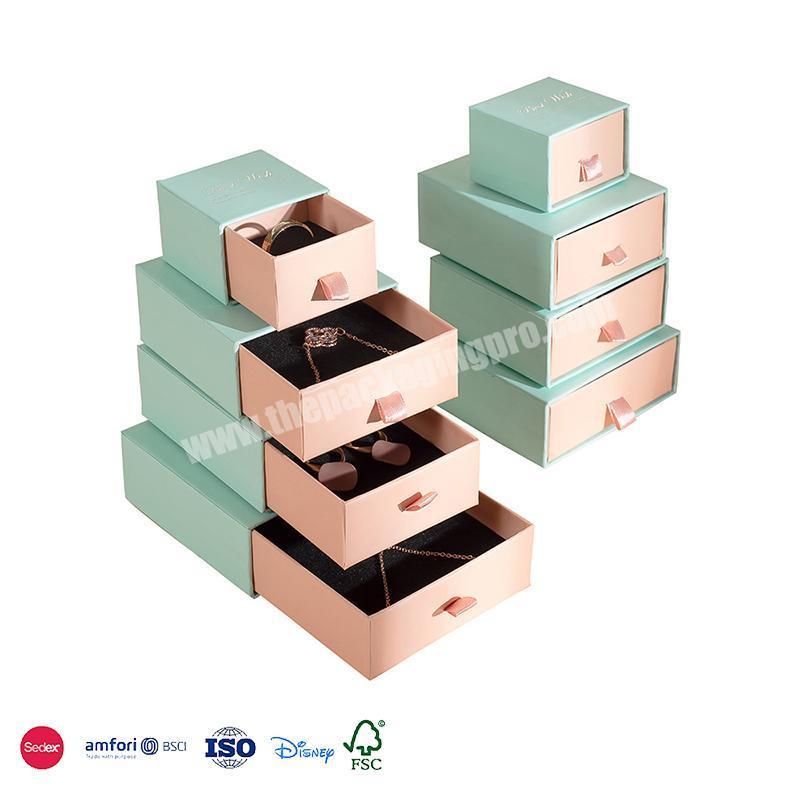 Customized Paper Cardboard Drawer Sliding Jewelry Packaging Box Gift Boxes Necklace Earring Bracelet Ring Jewelry Box